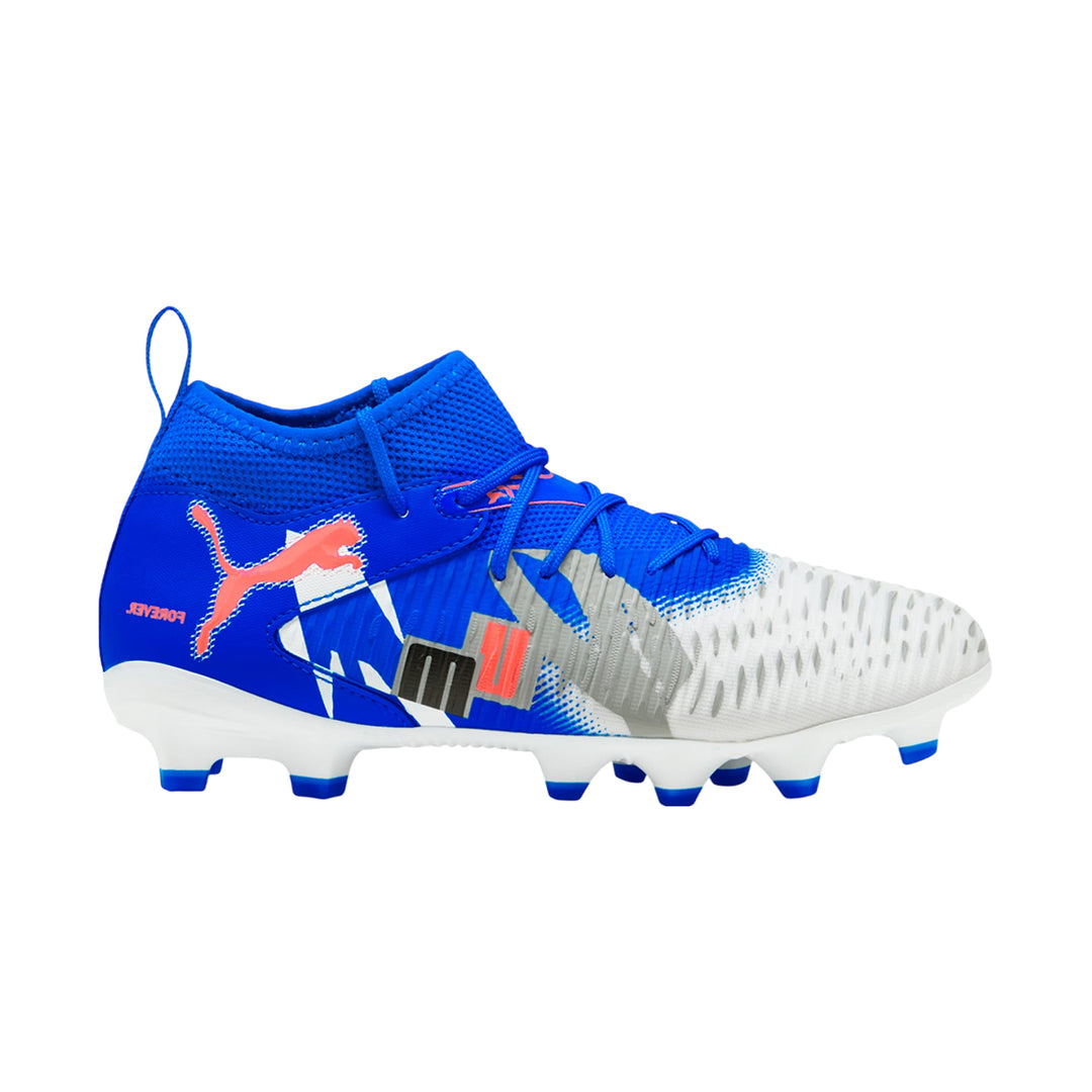 Future 8 Match Forever FG/AG Jr - White/Ultra Blue/Feather Gray/Black-Glowing Red