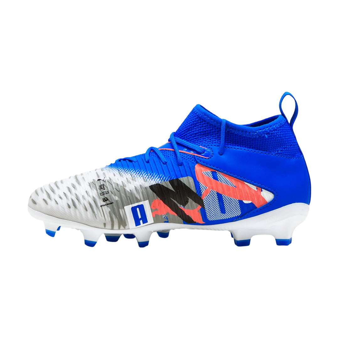 Future 8 Match Forever FG/AG Jr - White/Ultra Blue/Feather Gray/Black-Glowing Red