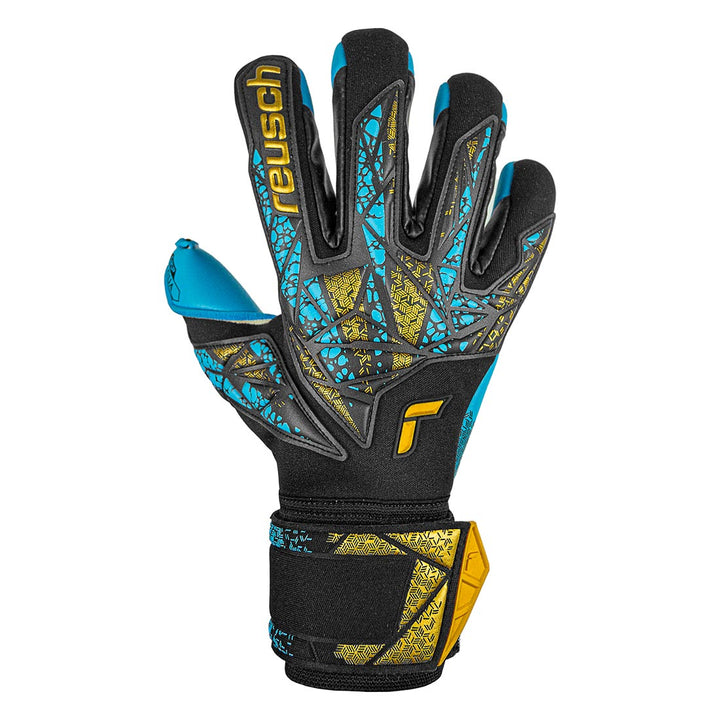 Reusch Attrakt Aqua Finger Support - Black/Gold/Aqua