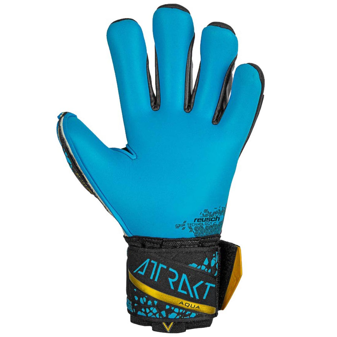 Reusch Attrakt Aqua Finger Support - Black/Gold/Aqua