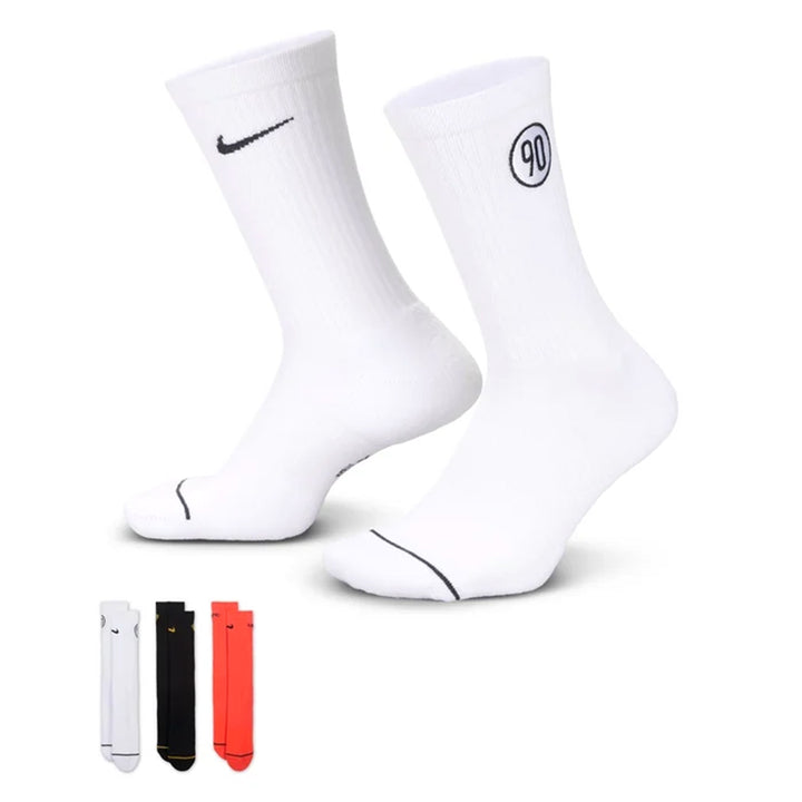 Nike Total90 Everyday Cushioned Crew Socks (3 Pairs) - White/Bright Crimson(Black)/Black