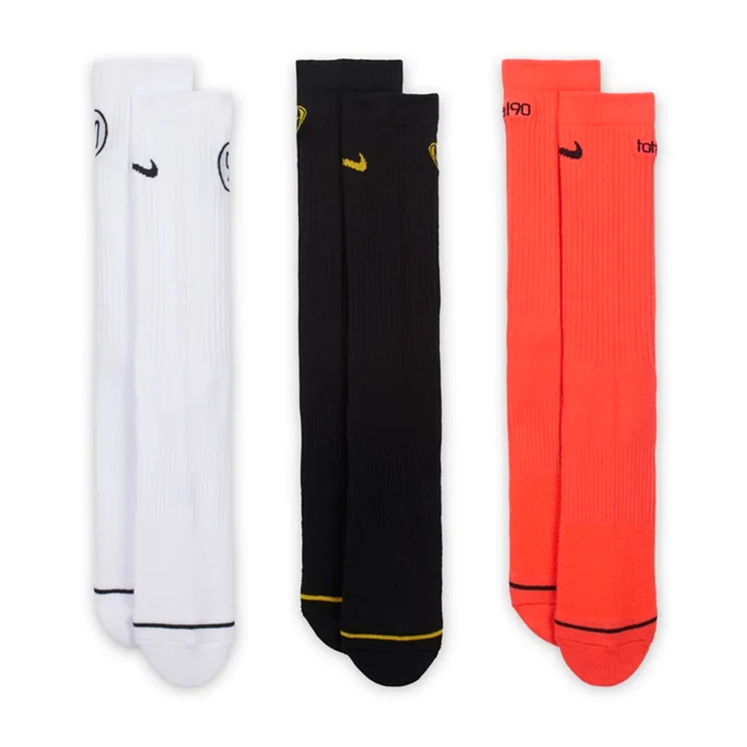Nike Total90 Everyday Cushioned Crew Socks (3 Pairs) - White/Bright Crimson(Black)/Black