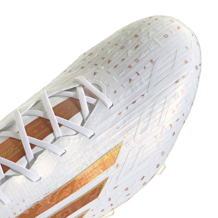 F50 Elite FG Salah - Ftwr White/Thermal Gold Met./Golden Beige